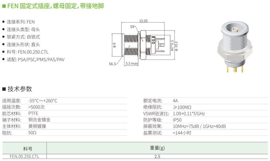 FEN固定式插座和螺母固定和带接地脚